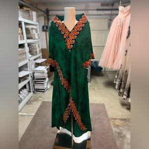 Elegant Green and Orange Women's Dress